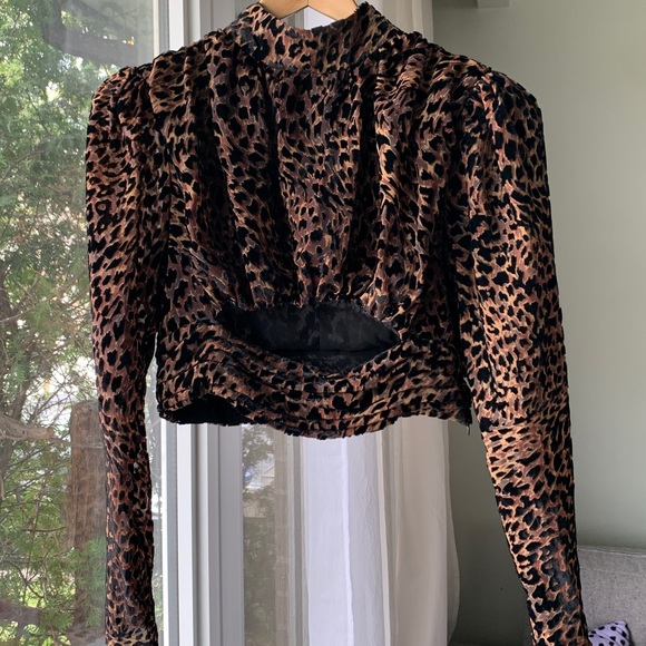 Leopard/Cheetah Velvet Peekaboo Crop Top - Picture 7 of 12